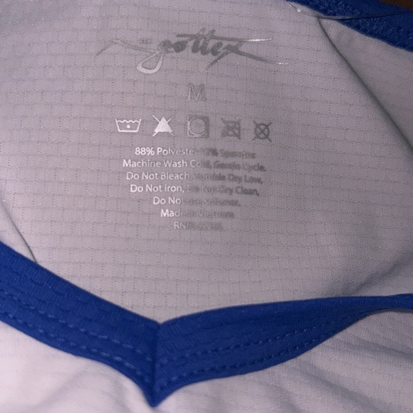 💕SALE 4 for $10💕Gottex White Tank Top with Blue Trim - Picture 5 of 6